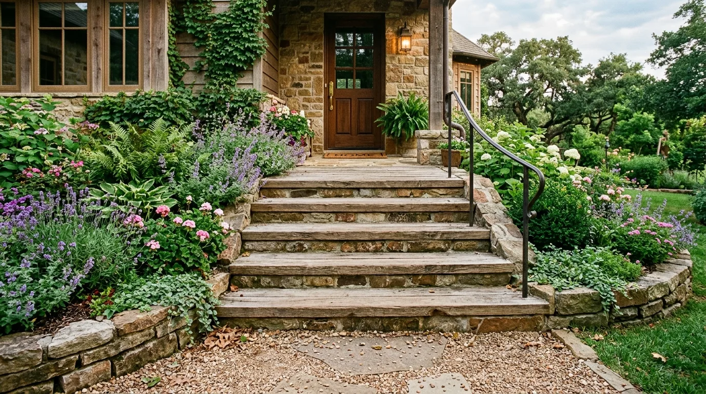 Wide Wooden Tread Steps